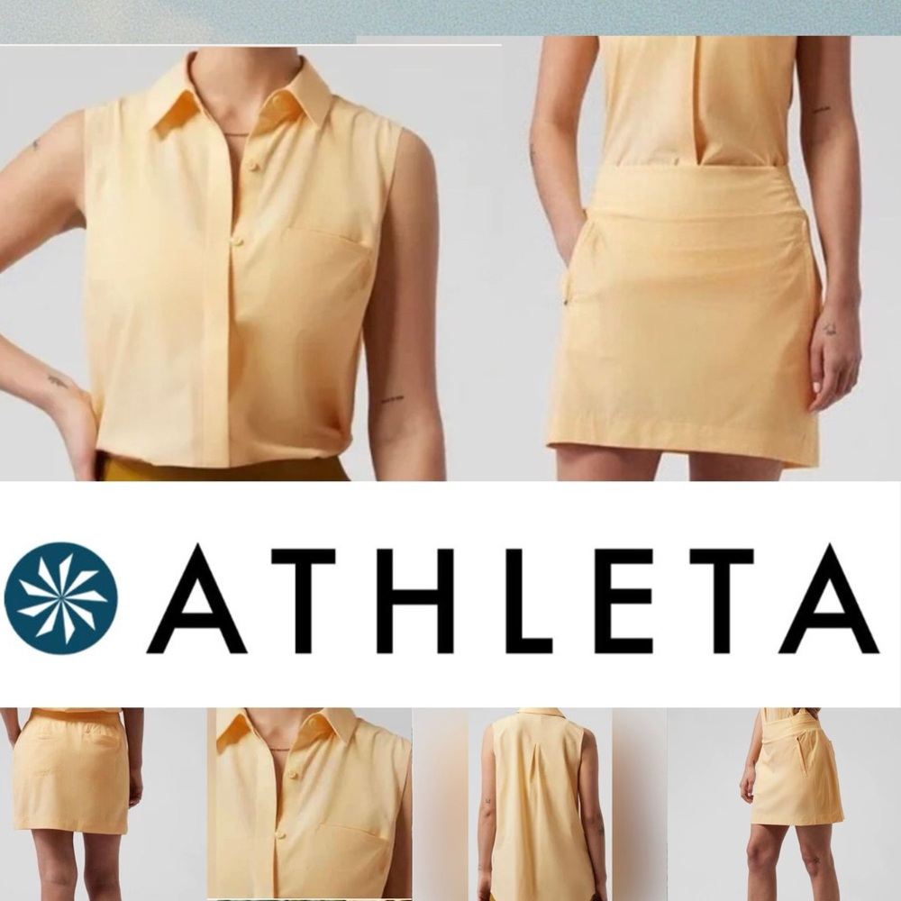ATHLETA Lunaria Yellow SET includes  Brooklyn Skort & Urbanite II Tank